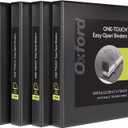 Oxford 3 Ring Binders, 1 inch ONE-Touch Easy Open D Rings, Durable Binders for School and Office, ClearVue, Xtralife Hinge, Non-Stick, PVC-Free, Black, Holds 250 Sheets, 4 PK (79903)