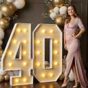 Imprsv 4FT Light Up Numbers, Marquee Numbers 40th Birthday Decorations for Women Men, Large Light Up 40 Birthday Women Foam Board Anniversary Party Decorations Arch Kit