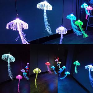 12V Fiber Optic Jellyfish String Light Chandeliers Outdoor Christmas Dandelion Fairy Garland Party Garden Patio Tree Hanging Lamps Set of 10Pcs