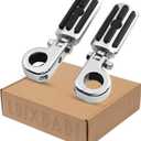 1.25" Highway Footpegs, Adjustable Footrest Mounting P-Clamps Compatible with Harley Sportster Touring Softail Dyna Honda Kawasaki Suzuki Yamaha with 1-1/4" Engine GuardChrome
