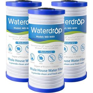 Waterdrop AP810 Whole House Water Filter, Replacement for 3M® Aqua-Pure® AP810, AP801, AP811, Whirlpool® WHKF-GD25BB, WHKF-DWHBB, 5 Micron, 10" x 4.5", Well & Tap Water Filter, Pack of 3