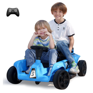 24V 2 Seaters Electric Ride On Car for Kids, 120W*2 Powerful Motors Max Load 200 Lbs, Two Driver Modes + Remote Control Mode Electric Vehicle Toy for Toddlers with Music, USB, Storage Box, Blue