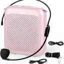 Norwii Bluetooth Voice Amplifier, Power Amplifiers, Portable Mini Wired Microphone Headset for Teacher Classroom & Outdoor Lectures, Teaching, Tour Guides, USB-C Rechargeable - 4000mAh, Pink