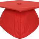 4 x Unisex Matte Preschool and Kindergarten Graduation Cap with Year Charm Tassel (Red)