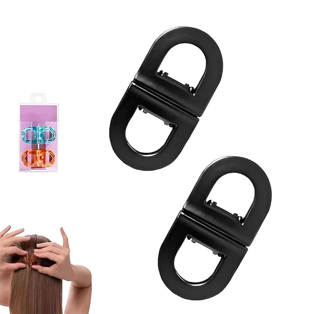 Magnetic Hair Clips Set of 2, Strong Hold No-Slip Magnetic Hair Clips, 2-in-1 Seamless Design for Everyday Hairstyles & Endless Hairstyles, No Tugging Suitable for All Hair Types (Mysterious Black)