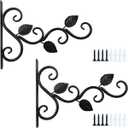 NSBELL Plants Hangers Outdoor Indoor Decor, Wall Hooks for Hanging Plant Bracket, Plant Hooks for Bird Feeder, Wind Chime, Lights, Lanterns (Black-2PCS)