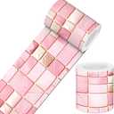 IVN Wallpaper Border Peel and Stick Decorative Wall Trim Self Adhesive Pink Marble Accent Strip for Bathroom Laundry Room Pool Area Mirror Frame Shelf Wall Edge 4x196 Inch Elegant Design