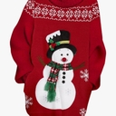 Christmas Sweater Dresses for Women Oversized Turtleneck Pullover Holiday Dress with Pocket, L