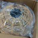 Mini Hemp Rope Woven Pendant Light Woven Light Fixture Boho Chandelier Light Fixture Wicker Pendant Light Rattan Light Pendant Dome Wicker Chandelier for Bedroom Kitchen Island(Bulb Incl.) (8.7" Natural)