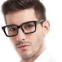 MARE AZZURO Retro Square Reading Glasses Men Large Readers (Black, 1.75)