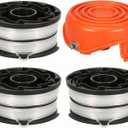 THTEN DF-065 String Trimmer Spools Compatible with Black and Decker GH710 GH700 GH750 RC-065, DF-065-BKP Weed Eater Refills Line 36ft 0.065" Auto-Feed Dual Line Edger+ RC-065-P Spool Cover Cap 3+1