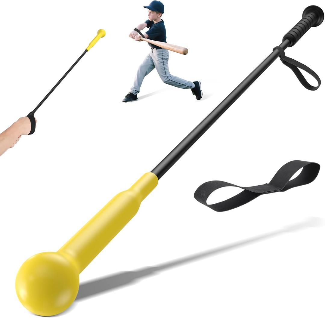 Baseball Hitting Stick Batting Swing Bands Trainer Aid, Batting Practice Training Equipment for Baseball and Softball, Ideal for One-on-One Training All Ages (Yellow)