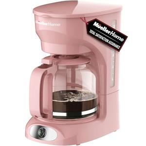 MÜELLERHOME 12-Cup Pink Coffee Maker - Borosilicate Carafe, Auto-Off, Pink Accessories, Reusable Filter, Anti-Drip, Kitchen Appliances, Keep-Warm Function, Kitchen Décor