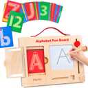 Joycat Magnetic Letter Tracing Board with Cards, Wooden Alphabet & Number Writing Tablet, Mess-Free Pre-Writing for Toddlers 3-5, Travel Activities for Preschool Learning