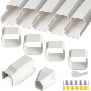 SUREPHON 3" 7.5Ft Mini Split Line Set Cover,Plastic Line Kit for Outside Units, Mini Split Air Conditioner, Central AC and Heat Pump