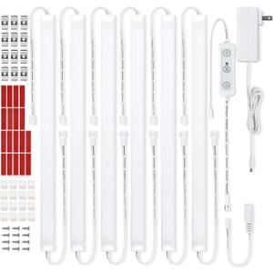 Litever Under Cabinet Lighting Kit Plug in, 6 pcs 12 Inches LED Light Bars. Super Bright Dimmable Linkable for Kitchen Undercabinet Counter Top Shelf Pantry Closet Display Lighting. Warm White 3000K