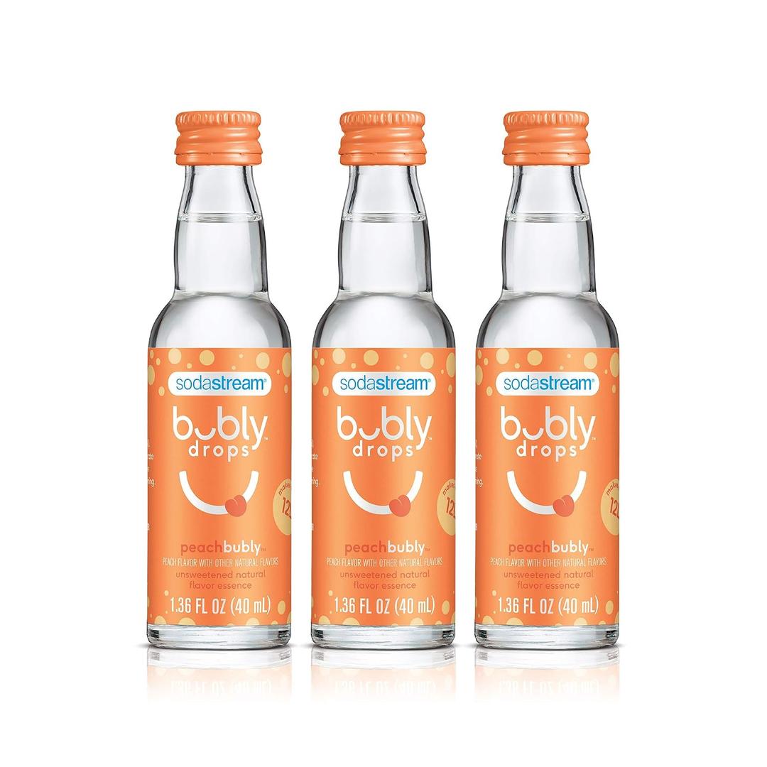 SodaStream bubly Drops, Peach, 1.36 Fl Oz (Pack of 3) (EXP 12/15/25)