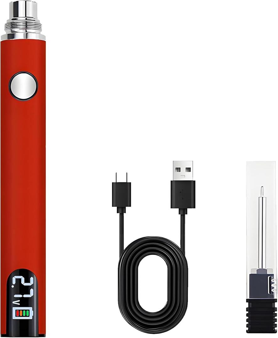 2026 Rechargeable Thread Burner Kit Digital LCD Screen Displays for Intelligent Temperature Control Burning Pen with Three Settings of 2.7V, 3.7V and 4.2V (Red)