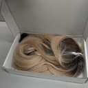 7JHH WIGS Long Blonde Wig with Bangs for Women,Heat Resistant Fiber 25 Inch Layered Synthetic Hair Wigs with Dark Roots for Daily Use