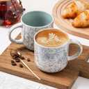 MONITO 12 OZ Coffee Mugs Set of 4, Ceramic Coffee Mugs,Modern Coffee Mugs Set with handle for Tea/Latte/Cappuccino/Milk/Cocoa. (BLUE, 4 CountPack of 1)