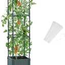 LINEX Raised Garden Bed Planter Box with Trellis, 41.3 Tomato Planters for Climbing Plants Vegetable Vine Flowers Outdoor Patio, Tomatoes Cage w/Self-Watering (9.84*9.84*41.3 inch)