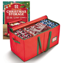 Holiday Cheer Premium Christmas Ornament Storage – Christmas Storage Container for Home Decorations and Festive Office Organizer – Fits 128 Holiday Ornaments – Tear-Proof Fabric