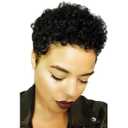 Short Curly Human Hair Wigs for Women, Pixie Haircut Short Hairstyle Glueless Wig Pixie Cut Human Hair Wigs With Bangs Natural Black Color