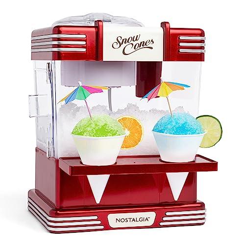 Amazon.com: Nostalgia Snow Cone Shaved Ice Machine - Retro Table-Top Slushie Machine Makes 20 Icy Treats - Includes 2 Reusable Plastic Cups & Ice Scoop - Retro Red: Shaved Ice Machines: Home & Kitchen