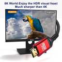 8K Ultra 48Gbps High Speed 12 FT HDMI Cable, 12 Foot -4K@120Hz 8K@120Hz, eARC, HDR10, DTS:X, HDCP 2.2 & 2.3, Compatible with PS4/5,Blu-ray, Monitor,PC and More (Red)