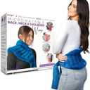 Purple Moon Collection - Wearable Heating Pad with Straps - Extra Large, Blue - Microwavable Heat Pack for Back, Neck, Shoulders Pain Relief - Moist Hot/Cold Therapy Body Wrap for Menstrual Cramps, XL