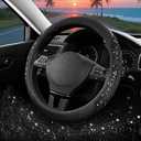 PIC AUTO Steering Wheel Cover, Black Sparkly Crystal Bling Glitter with Leather, Universal Fit 14.5"-15.5" Car Steering Wheels for Girls & Women, Anti-Slip Wheels Cover for Cars, Trucks, Van, SUVs