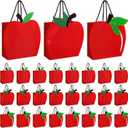 24 Pcs Red Apple Gift Bags Fall Apple of Our Eye Kraft Paper Candy Boxes Goodie Treat Bags with Handle for Fall Autumn Harvest Thanksgiving Day Fruit Birthday Baby Shower Party Decorations