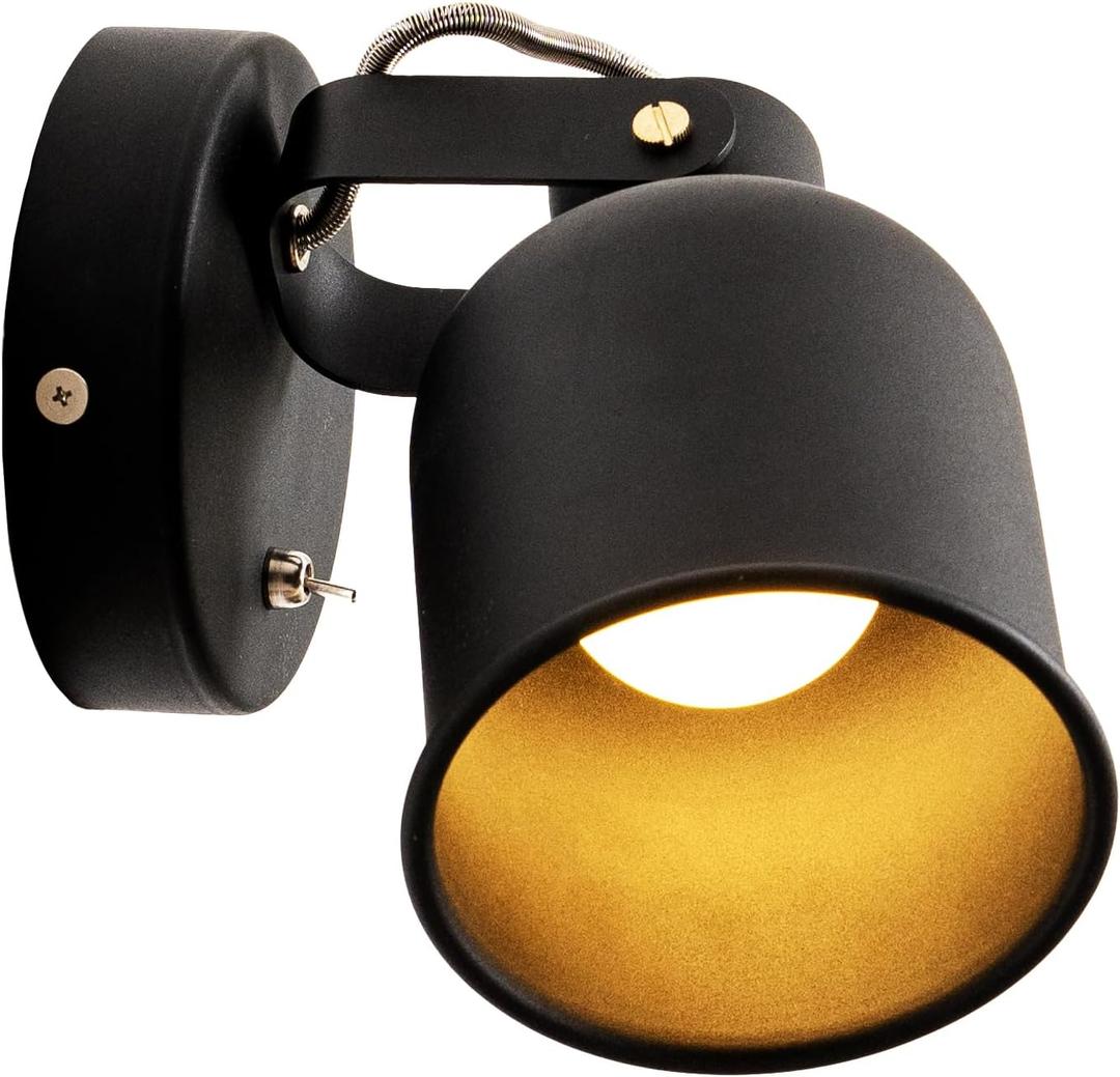 Aisilan Bedroom Wall Sconces with On/Off Switch Hardwire Black Wall Light with E26 Bulb Indoor Sconce Wall Lighting for Bedside 7W Wall Mounted Light for Living Room Hallway Fireplace