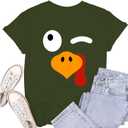 Womens Thanksgiving Turkey Shirts Fall Thanksgiving Shirt Turkey Day T-Shirt (Green, L)