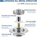 Kitchen Sink Drain Strainer 3 in 1, 304 Stainless Steel Pop Up Sink Stopper, Anti-Clogging Sink Drain Strainer for US Standard Kitchen Drain (SUS304 Brushed)
