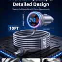4-in-1 Starlink Mini Car Adapter, 10FT Starlink Mini Power Cable | 12V-24V cigarette lighter adapter with voltage display, dual 45W USB-C PD and 35W USB-A ports for cars, trucks and RVs