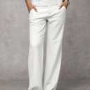 Womens Stretch Pants for Work Tummy Contro Dress Pants Slim Fit Leg Pull-On Slacks with Pockets (White, Large)