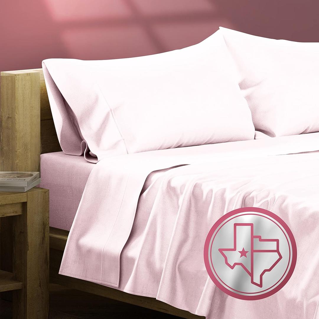 TEXAS LINEN CO. Egyptian Cotton Split King Sheet Set - 800 Thread Count 5 PC Blush Sheets for Adjustable Bed, Extra Long Staple Silky Soft Cooling Sheets, Luxury 16" Deep Pocket Hotel Bed Sheet Set