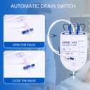 Urinary Drainage Bag 2000ml Catheter Bags, 10 Pack Professional Urine Bags for Men with Anti-Reflux Valve, 48" Tube Drainage, Adjustable Clips & Hanging Hook