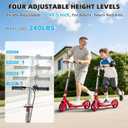 Scooters for Kids 8-12, Teens & Adults - Lightweight, Foldable, 8-Inch Big Wheels, Hand Brake & Bell, 4 Adjustable Height Levels, 240 lbs Max Load, Perfect for School, Campus and Park Rides