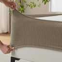 MIYE Jacquard Fabric Box Spring Cover,Super Stretchy Wrap Around 4 Sides Elastic Bed Skirt,Wrinkle & Fading Resistant,Washable & Easy Fit. (Simply Taupe, Full)