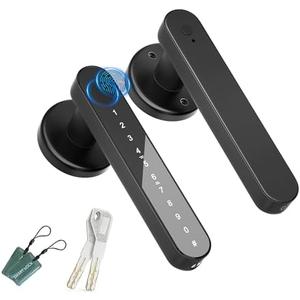 Fingerprint Door Lock,Smart Door knob,biometric Door Lock,with passcode keypad Fobs keyless Entry Door Handle，for Bedroom Home Hotel Office Apartment (Black)