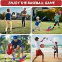 3-in-1 Kids T-Ball Set for Toddlers 3-5 with Fixed Tee Ball Stand, Baseball Launcher, Toss and Catch Ball Game - Outdoor Sports Toy Gift for Boys and Girls