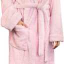 PAVILIA Premium Womens Plush Soft Robe Fluffy, Warm, Fleece Sherpa Shaggy Bathrobe (Small-Medium, Light Pink)