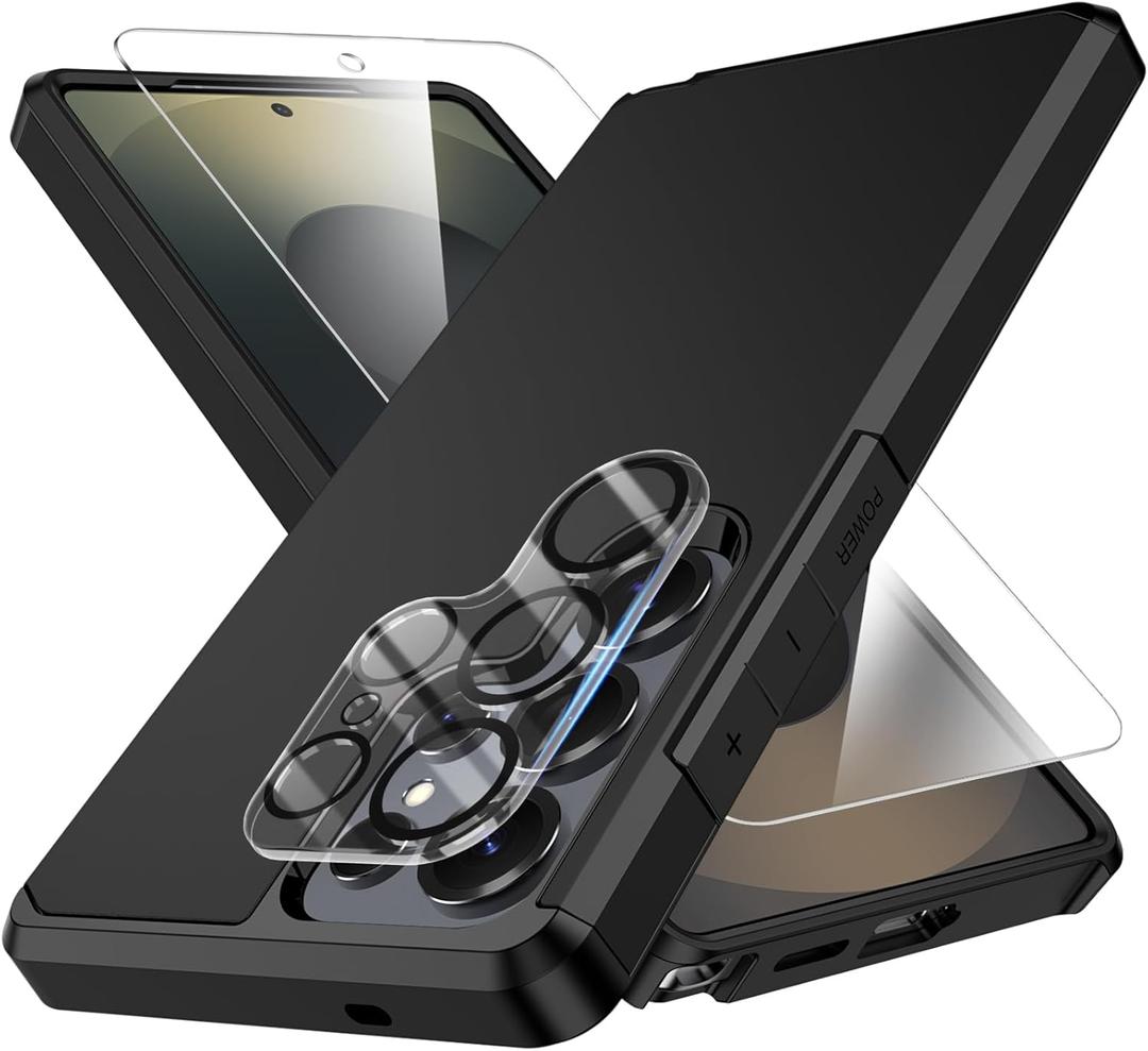 for Samsung Galaxy S25 Ultra Phone case with Tempered Glass Screen Protector+Camera Lens Protector,for Samsungs S25 Ultra Phone case,Silicone Durable Armor for Samsung Galaxy S25 Ultra case (Deep Black)