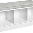 ClosetMaid 1631 Cubeicals 3-Cube Storage Bench, White with Gray Cushion