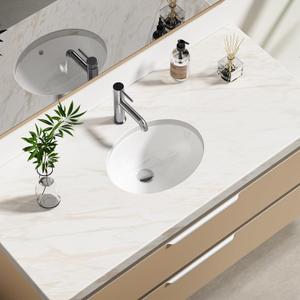 Enbol 13x10 inch Undermount Bathroom Sink - Oval Bathroom Sink White Ceramic Vessel Lavatory Basin with Overflow, Countertop Vanity Sink ECU1310