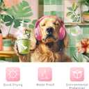 Riyidecor Funny Dog Shower Curtain,Kids Cute Fun Pet in Bathtub,Tropical Leaves Palm Leaf Plant Greenery Hilarious Bubbles Bathroom Decor Fabric Polyester Waterproof 12 Pack Hooks 60Wx72H Inch