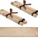 Epakh 2 Pack Blank Paper Scrolls Wrapped on Wood Rod for Writing, Drawing, Calligraphy, Wedding Vows, Cosplay Prop, Renaissance Festivals, Tabletop Role Playing Game(Old Color)