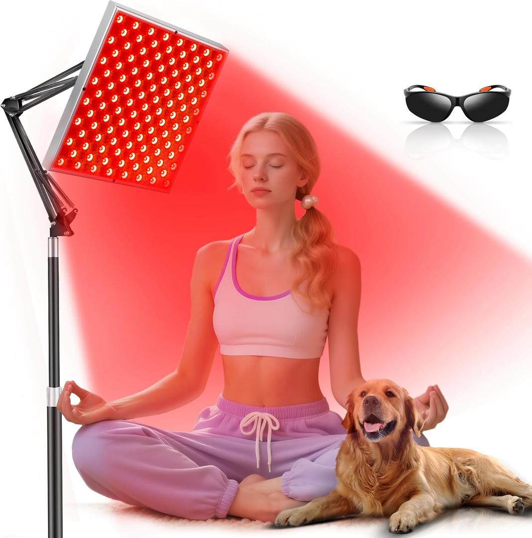 Upgrade Red Light Therapy for Face and Body, 45W Dual 660nm Red & 850nm Infrared Red Light Therapy Lamp, Home Use Light Therapy Panel with Adjustable Stand/Desktop Clamp & Glasses (60cm)